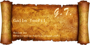 Galle Teofil névjegykártya